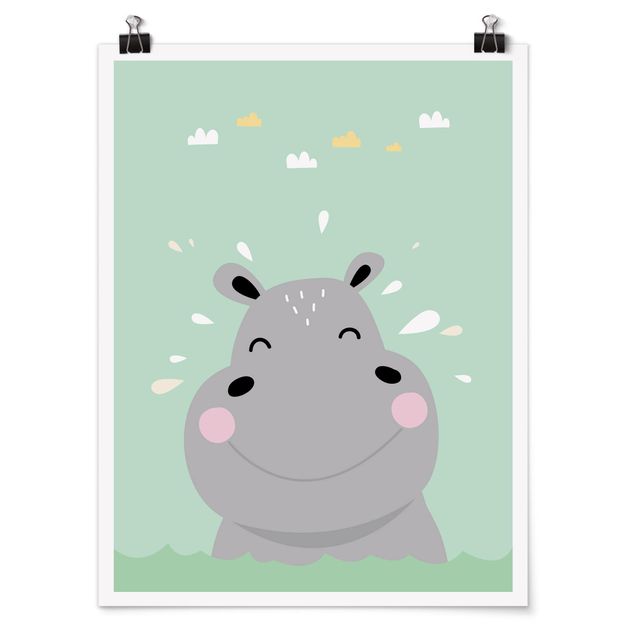 Tableau animaux L'hippopotame le plus heureux