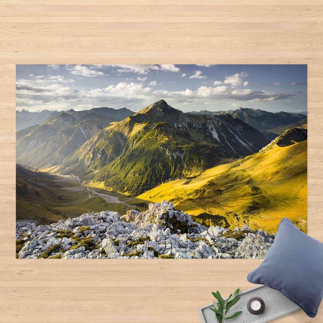 tapis extérieur terrasse Montagnes et vallée des Alpes Lechtal au Tyrol