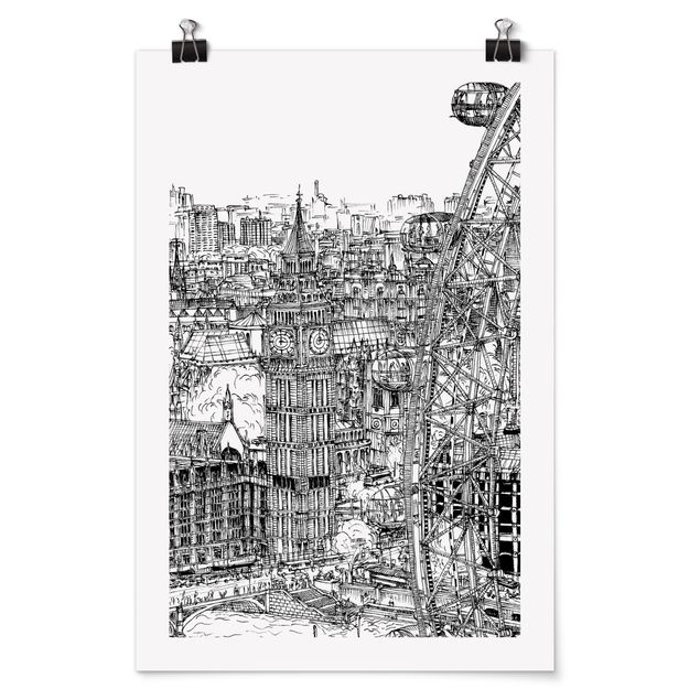 Posters en noir et blanc Étude de ville - London Eye
