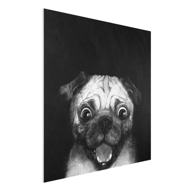 Tableau chien Illustration Chien Carlin Peinture Noir Et Blanc