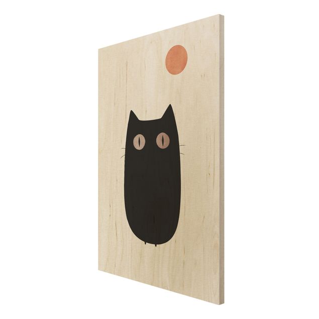 Tableaux en bois Illustration d'un chat noir