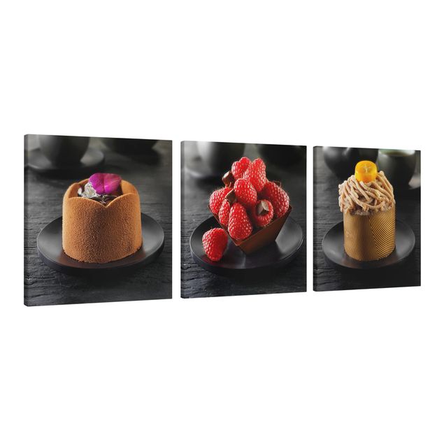 Tableau décoration Mini-cake au chocolat avec framboises
