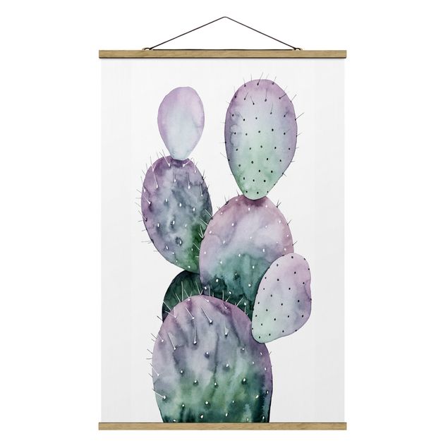 Tableau floral mural Cactus en violet II