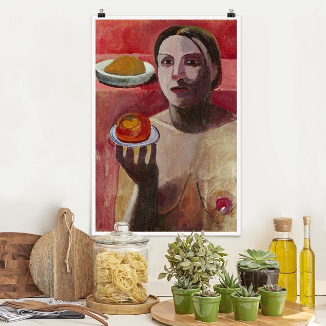 Poster reproduction - Paula Modersohn-Becker - Semi-nude Italian Woman with Plate
