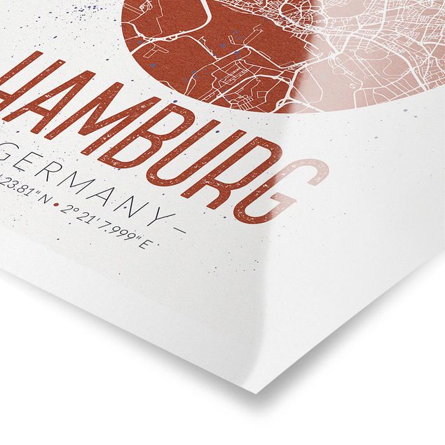 Tableaux noir et blanc Plan de ville de Hambourg - Rétro