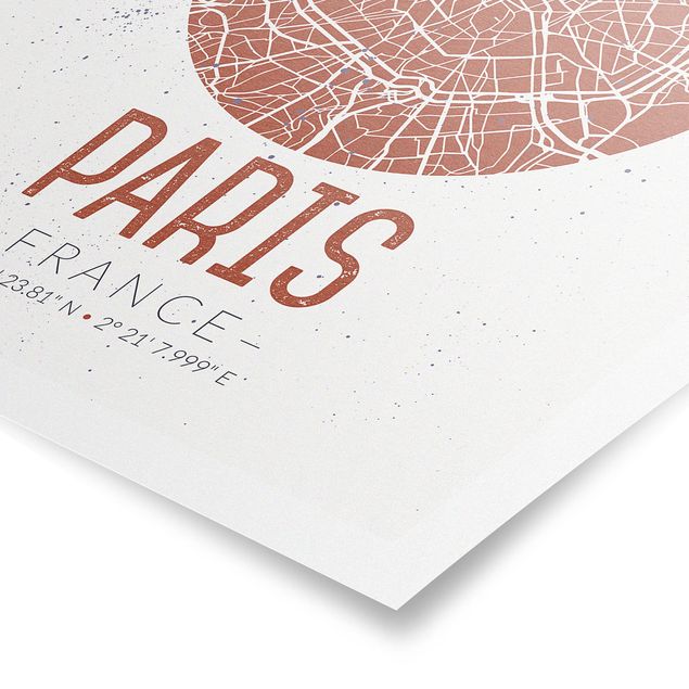 Poster architecture Plan de ville de Paris - Rétro