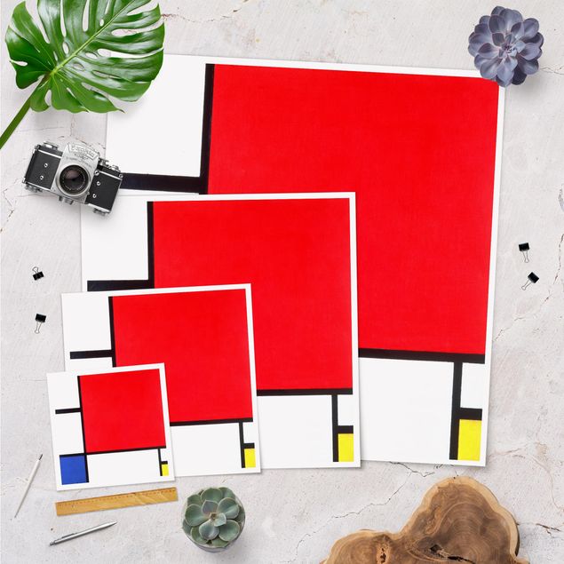 Tableau ton bleu Piet Mondrian - Composition avec rouge, bleu et jaune