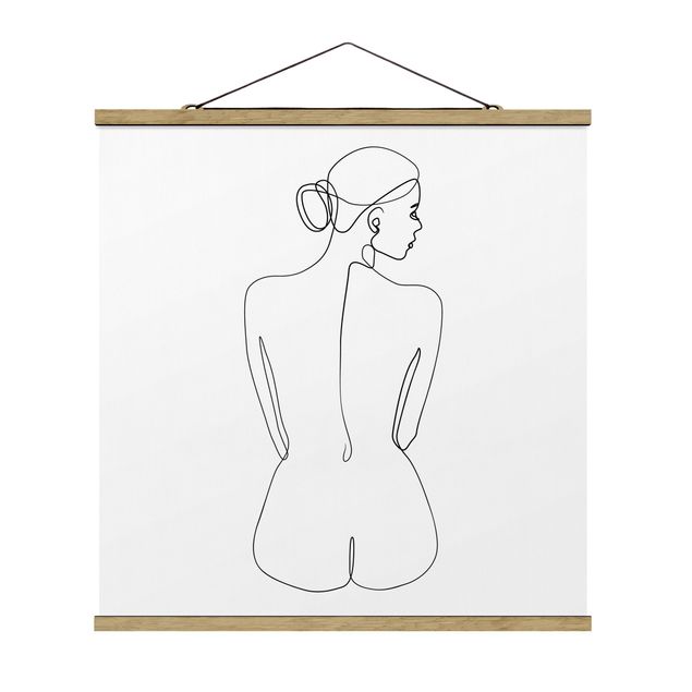 Tableau art abstrait Line Art Nude Back Black And White