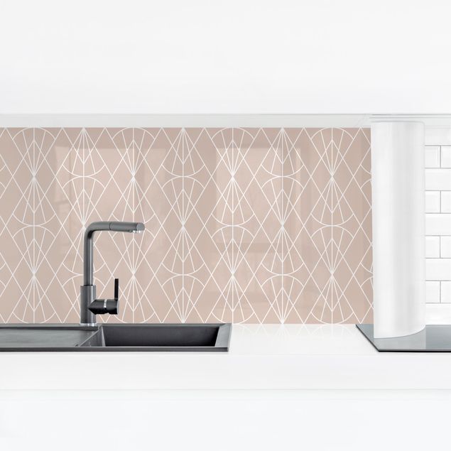 Revêtement mural cuisine - Art Deco Diamond Pattern In Front Of Beige XXL
