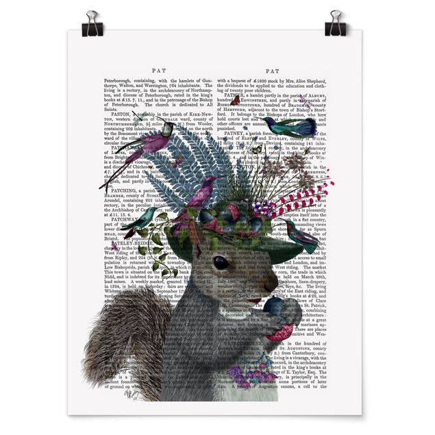 Poster animaux Chasseur - Écureuil avec glands