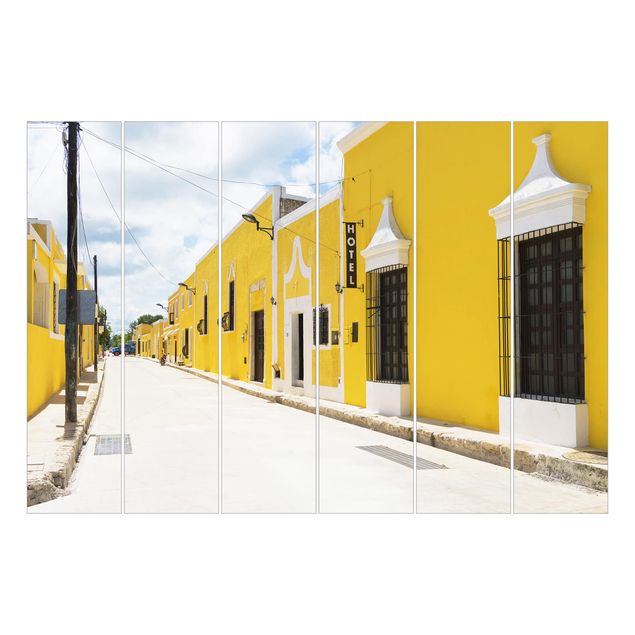 Panneaux rideaux coulissants Ville en jaune