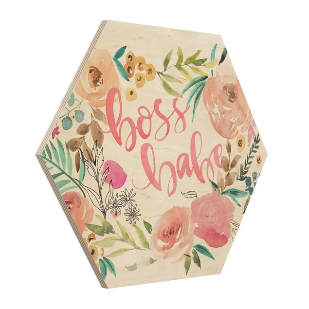 Tableau décoration Pink Flowers - Boss Babe