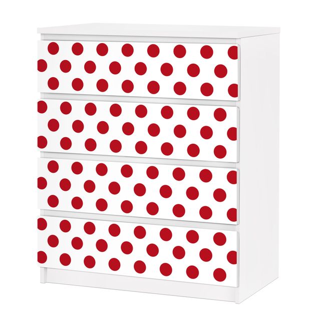 Papier adhésif pour meuble IKEA - Malm commode 4x tiroirs - No.DS92 Dot Design Girly White