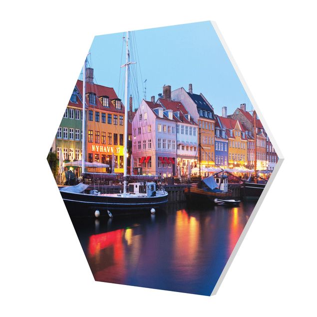 Tableaux muraux Le port de Copenhague en soirée