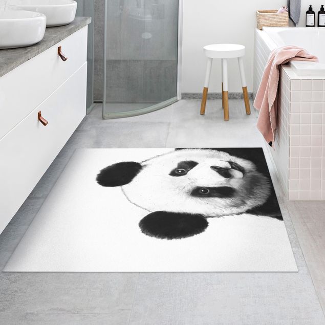 tapis balcon Illustration Panda Dessin Noir Et Blanc