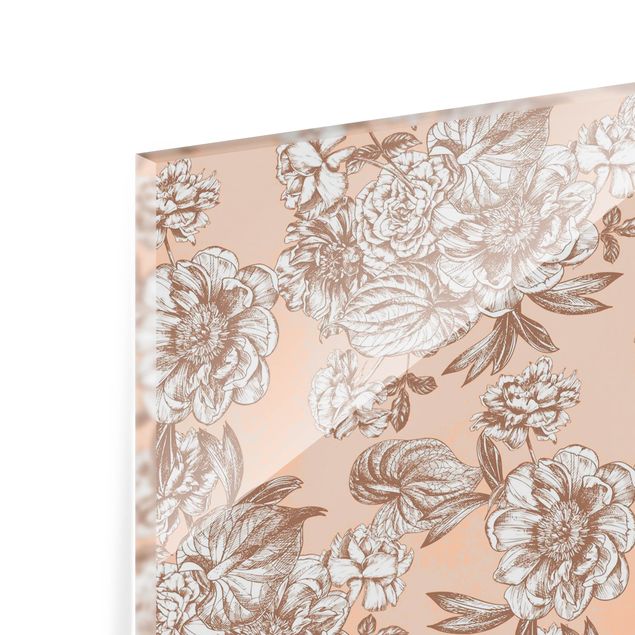 Fonds de hotte - Copper Engraving Flower Bouquet - Format paysage 2:1