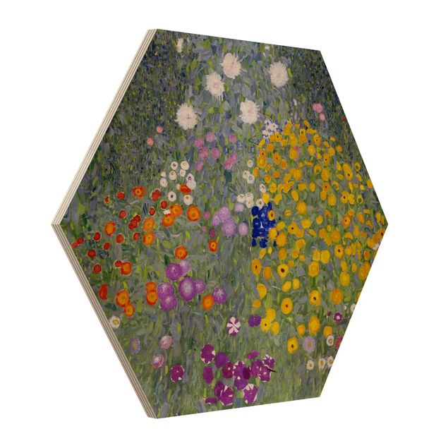 Tableaux en bois avec fleurs Gustav Klimt - Jardin de cottage
