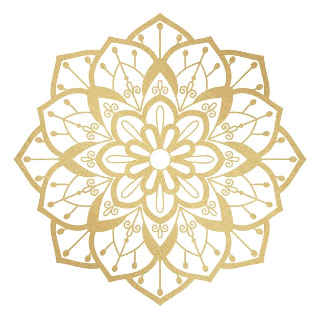 Sticker mural zen Mandala Fleur Or Blanc