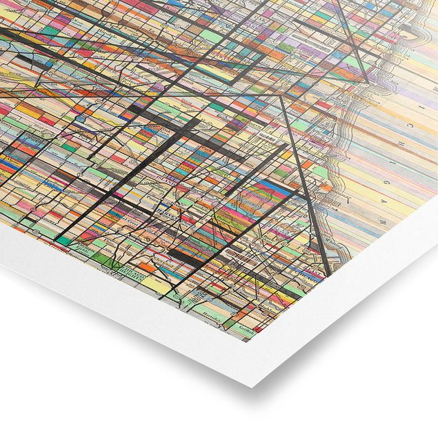 Tableau multicolore Carte moderne de Chicago