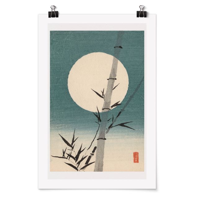 Tableaux nature Dessin Japonais Bambou Et Lune