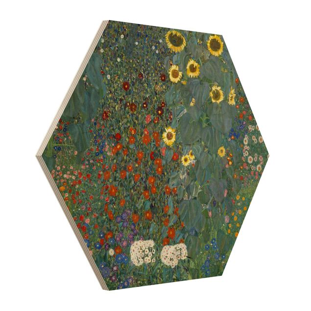 Tableaux en bois avec fleurs Gustav Klimt - Tournesols de jardin