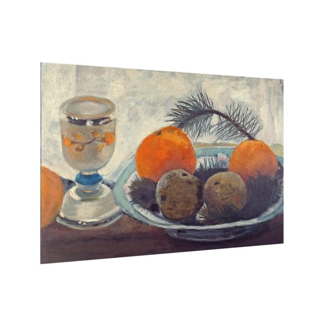 Tableaux Expressionnisme Paula Modersohn-Becker - Nature morte avec une tasse en verre dépoli, des pommes et une branche de pin