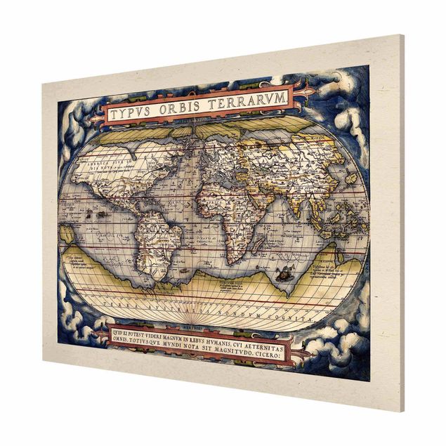 Tableau style vintage Carte historique du monde Typus Orbis Terrarum