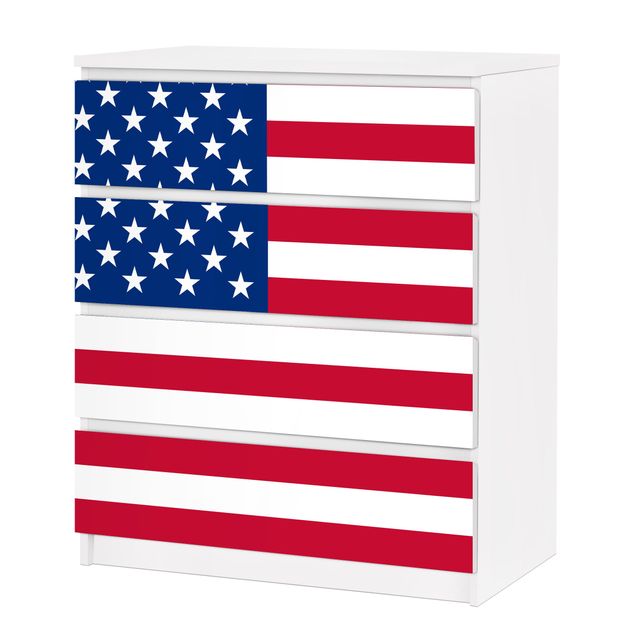 Papier adhésif pour meuble IKEA - Malm commode 4x tiroirs - Flag of America 1