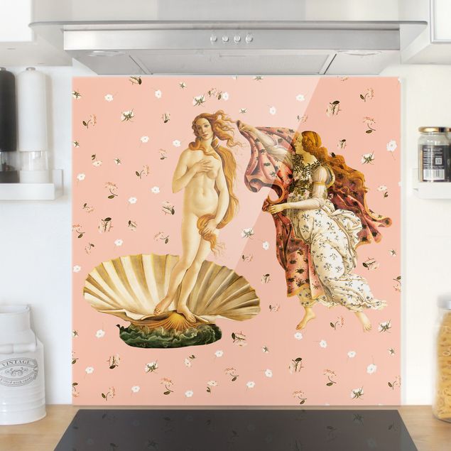 Déco mur cuisine La Vénus de Botticelli en rose