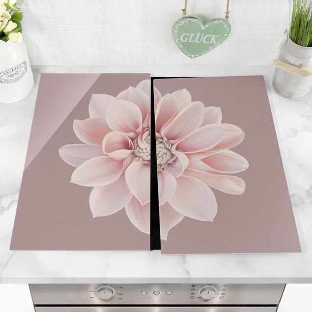 Cache plaques de cuisson fleurs Fleur Dahlia Lavande Blanc Rose