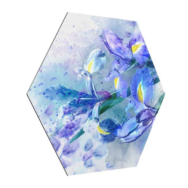 Tableau floral Aquarelle Fleurs Iris