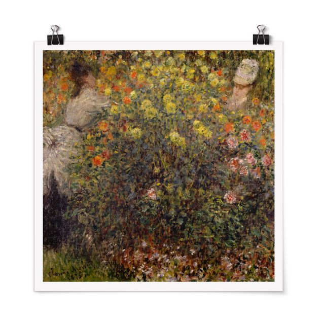 Tableau artistique Claude Monet - Deux dames dans un jardin fleuri