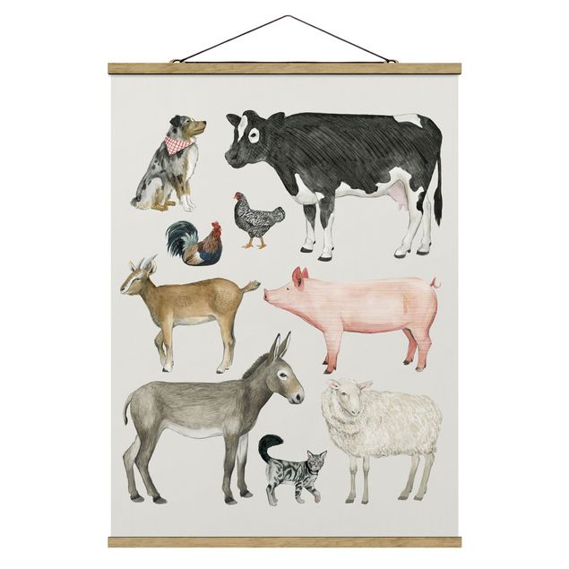 Tableau moderne Famille d'animaux de la ferme I