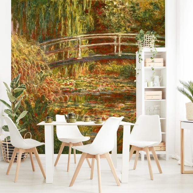 Déco mur cuisine Claude Monet - Étang de nénuphars et pont japonais (Harmonie en rose)