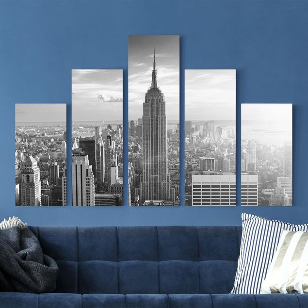 Impression sur toile 5 parties - Manhattan Skyline