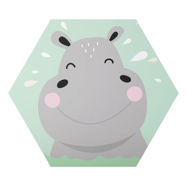 Tableau gris L'hippopotame le plus heureux