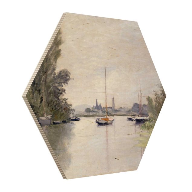 Tableaux en bois avec paysage Claude Monet - Argenteuil vue du petit bras de la Seine
