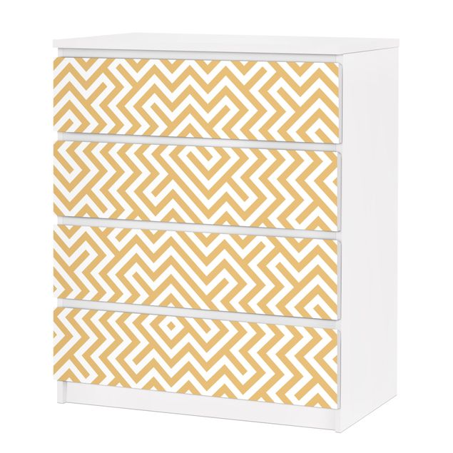 Papier adhésif pour meuble IKEA - Malm commode 4x tiroirs - Geometric Pattern Design Yellow