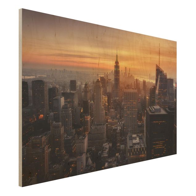 Tableaux muraux Silhouette urbaine de Manhattan le soir