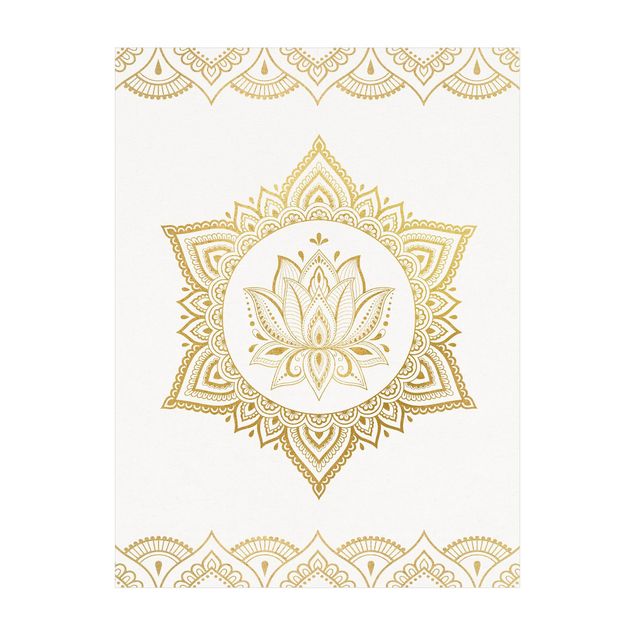 tapis zen Illustration Mandala Lotus Or blanc