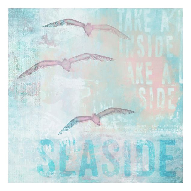 Tableau moderne Collage Shabby Chic - Mouettes