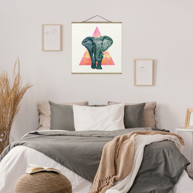 Tableau éléphant Illustration Elephant Front Triangle Painting