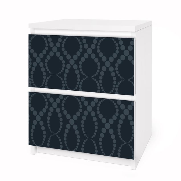 Papier adhésif pour meuble IKEA - Malm commode 2x tiroirs - Black Beaded Ornament