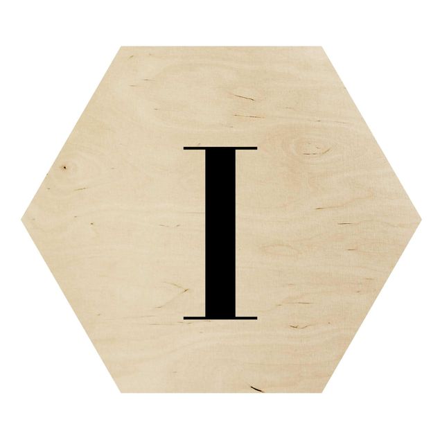 Hexagone en bois - Letter Serif White I