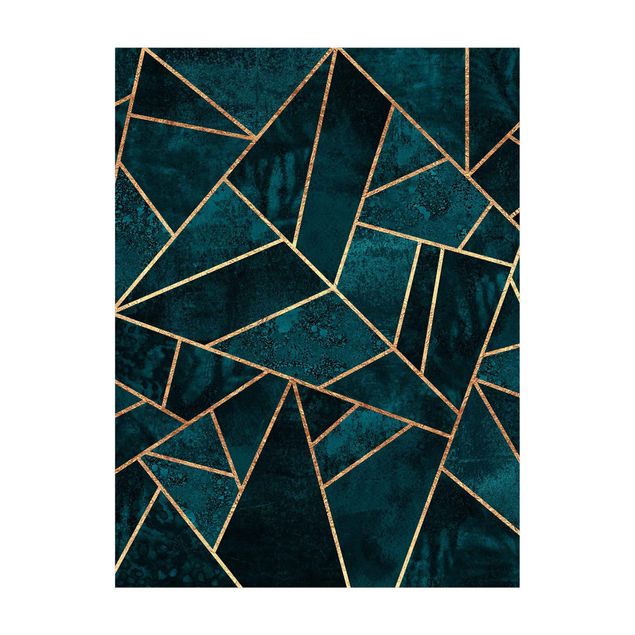 tapis abstrait Turquoise foncé avec or