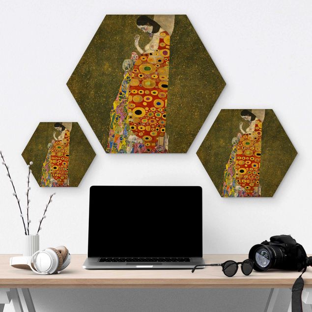 Hexagone en bois - Gustav Klimt - Hope II
