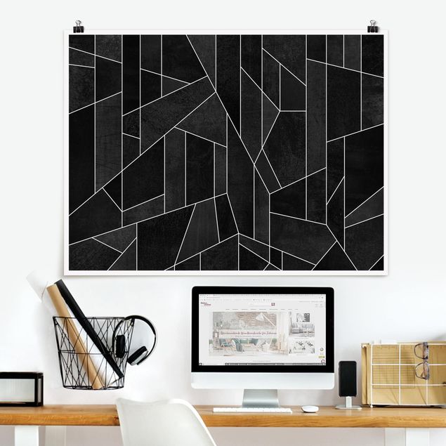 Tableaux modernes Aquarelle géométrique noire et blanche