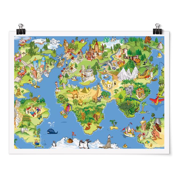 Posters mappemonde Grande et drôle carte du monde