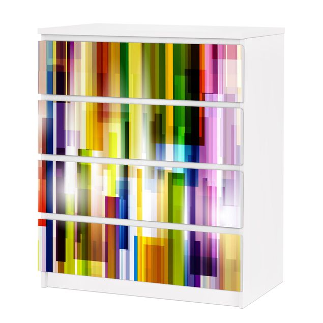 Papier adhésif pour meuble IKEA - Malm commode 4x tiroirs - Rainbow Cubes