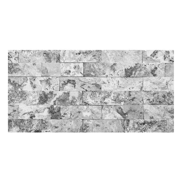 Fond de hotte verre Mur de pierres naturelles en marbre gris